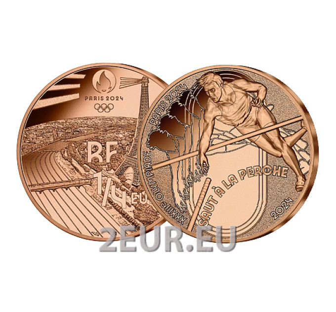 Ranska 1/4 euro UNC 2024 - Pariisin 2024 olympialaiset - Urheilu seiväshyppy