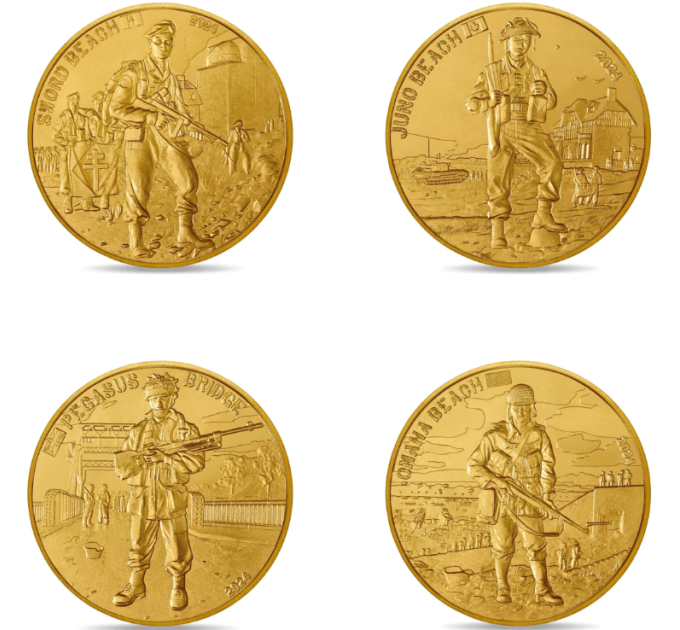 Ranska 1/4 euro UNC 2024 - D-DAY:n 80. vuosipäivä – Junon ranta