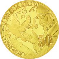 Ranska 50 euron Kultainen kolikko Proof 2018 - Suuri sota - rauha