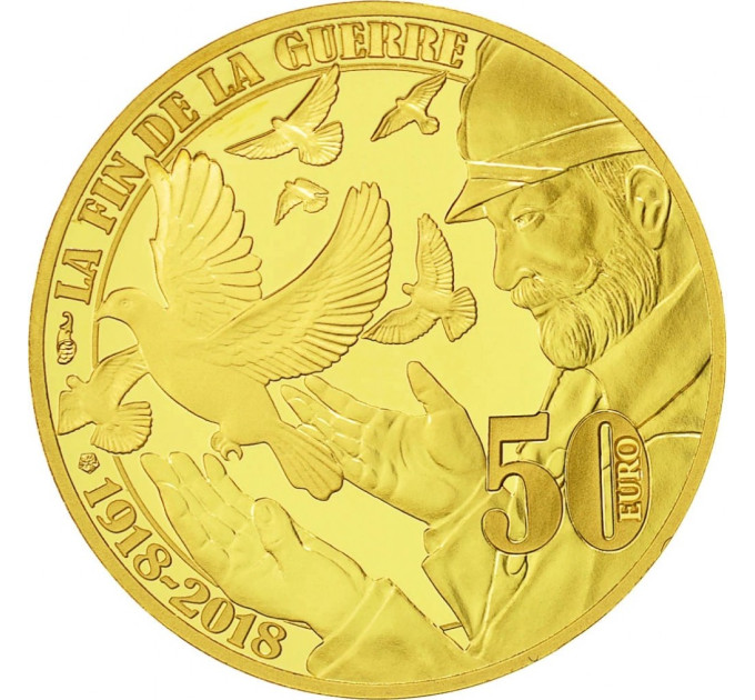 Ranska 50 euron Kultainen kolikko Proof 2018 - Suuri sota - rauha