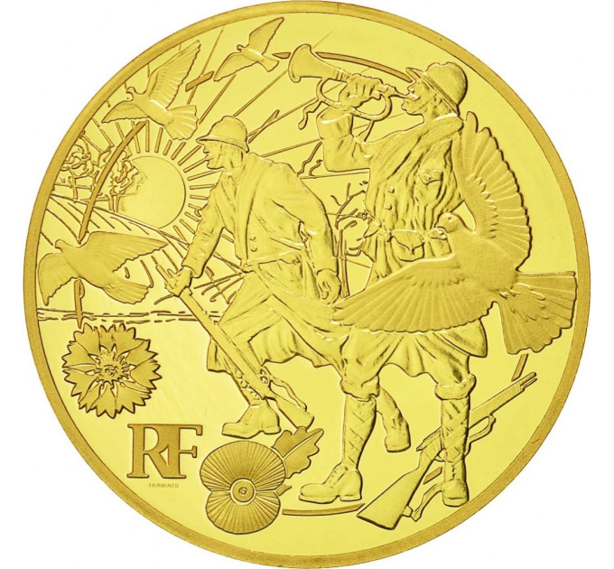 Ranska 50 euron Kultainen kolikko Proof 2018 - Suuri sota - rauha