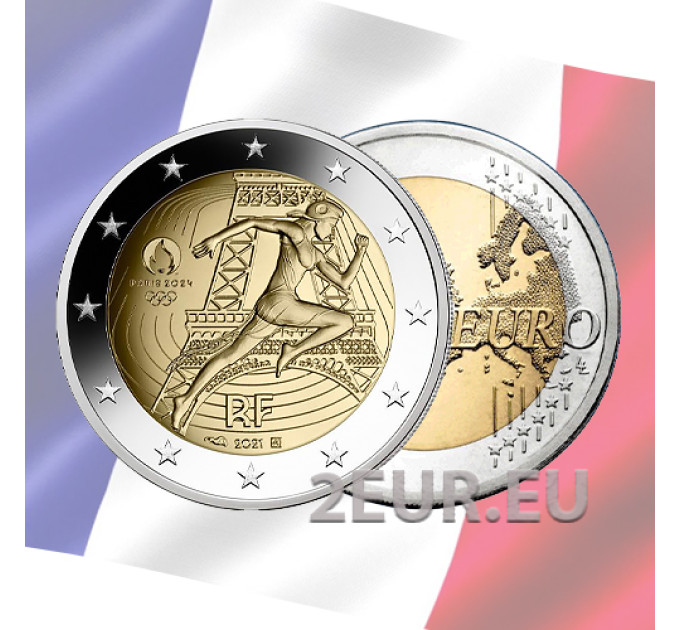 Ranska 2 euroa UNC 2021 - Pariisin kesäolympialaiset 2024 - Olympialipun luovutus