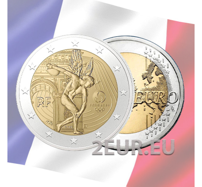 Ranska 2 euroa UNC 2022 - Pariisin kesäolympialaiset 2024 - Nero