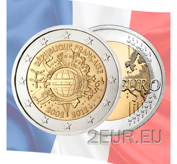 Ranska 2 euroa UNC 2012 - 10 vuotta Euro Cash