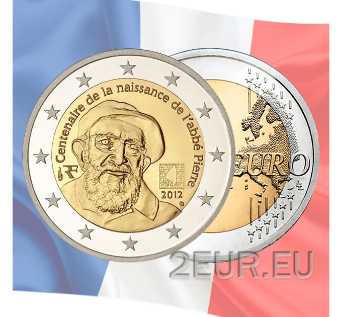 Ranska 2 euroa UNC 2012 - 100 vuotta Abbe Pierren syntymästä