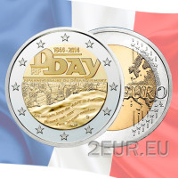 Ranska 2 euroa UNC 2014 - 70 vuotta Normandian maihinnoususta 6. kesäkuuta 1944 - D-Day