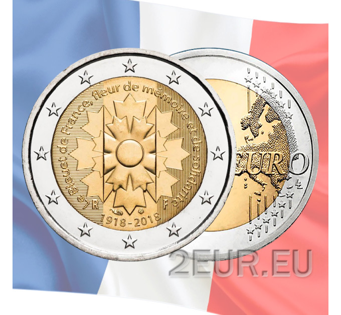 Ranska 2 euroa UNC 2018 - Ensimmäinen maailmansota - Bleuet De France - Ranskan ruiskukka