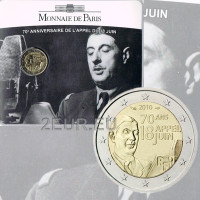 Ranska 2 euroa BU 2010 - 70 vuotta 18. kesäkuuta 1940 tehdystä vetoomuksesta - Charles de Gaulle