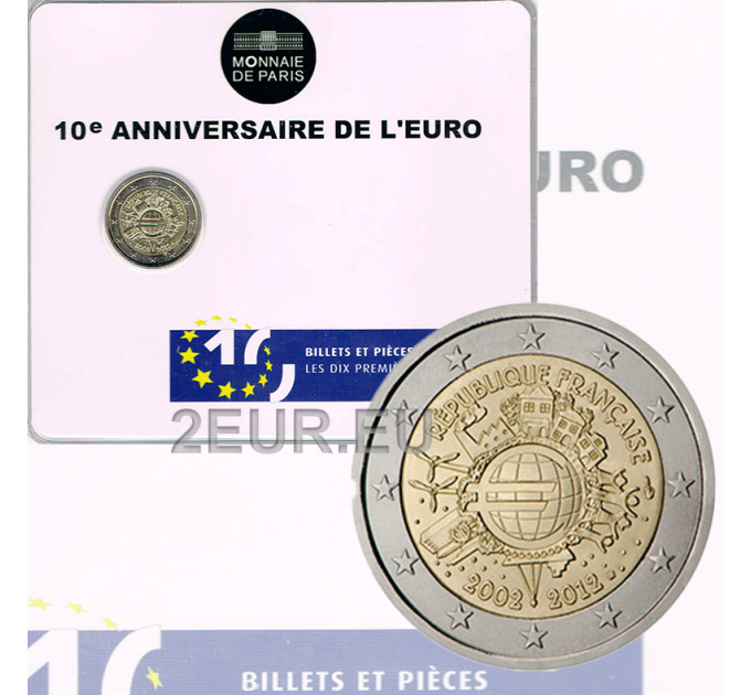 Ranska 2 euroa BU 2012 - 10 vuotta Euro Cash