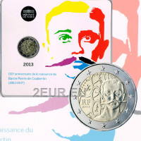 Ranska 2 euroa BU 2013 - 150 vuotta Pierre de Coubertinin syntymästä