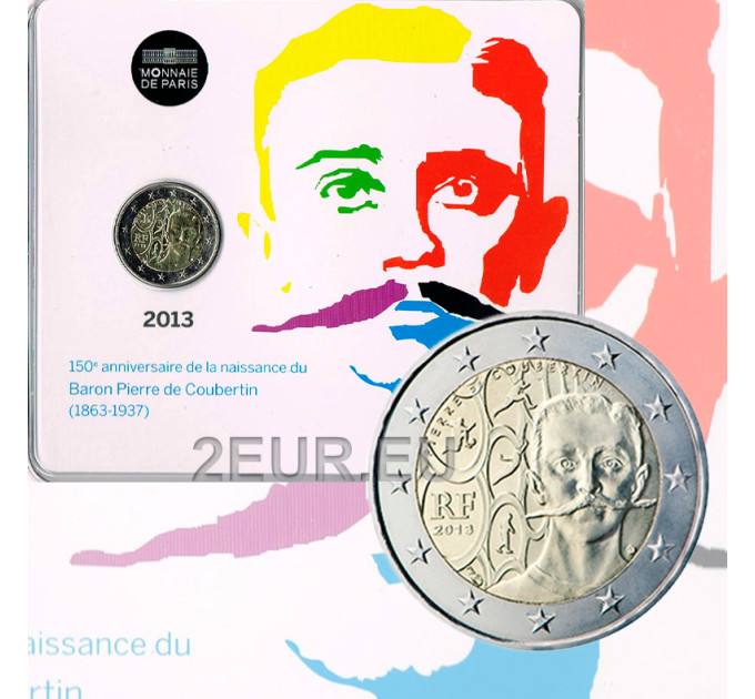 Ranska 2 euroa BU 2013 - 150 vuotta Pierre de Coubertinin syntymästä