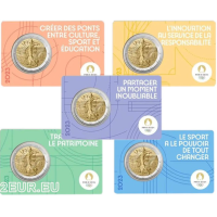 Ranska 2 euroa BU 2023 - Pariisin kesäolympialaiset 2024 - Kylväjä harjoittaa Pugilismia - 5 kpl