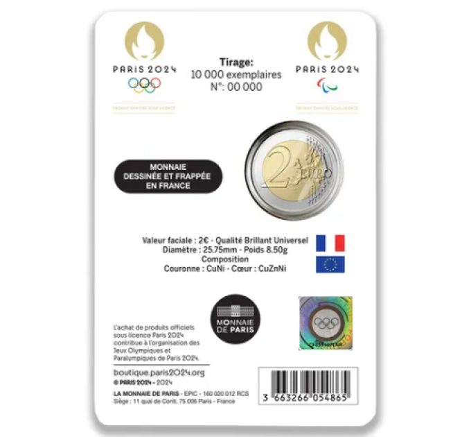 Ranska 2 euroa BU 2024 - Olympialaiset ja paralympialaiset 2024 Pariisissa