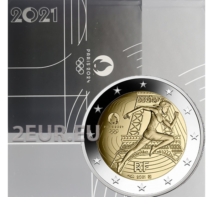 Ranska 2 euroa Proof 2021 - Pariisin kesäolympialaiset 2024 - Olympialipun luovutus