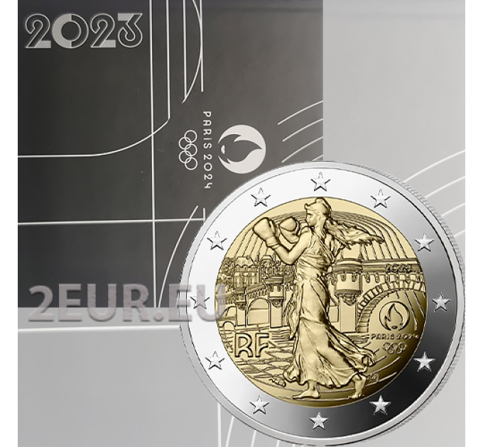 Ranska 2 euroa Proof 2023 - Pariisin 2024 olympialaiset - Kylväjä harjoittaa Pugilismia