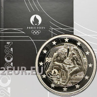 Ranska 2 euroa Proof 2024 - Pariisin 2024 olympialaiset - Hercules harjoittelee painia - Notre Dame