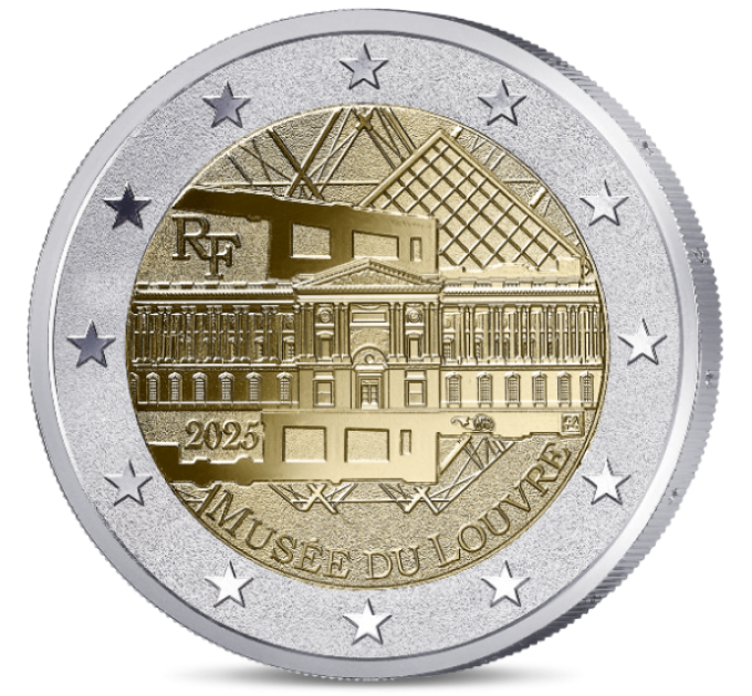Ranska 2 euroa Proof 2025 - Louvren museo - käänteinen kiillotus