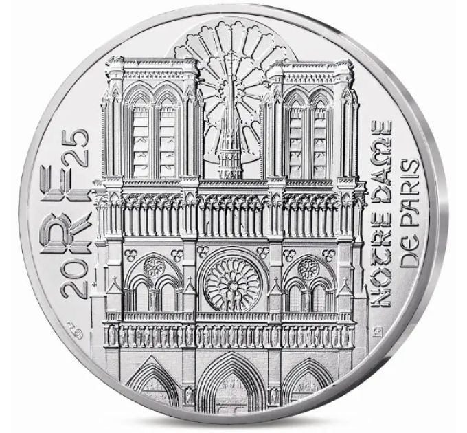 Ranska 10 euroa hopeakolikko 2025 - Notre-Dame de Paris