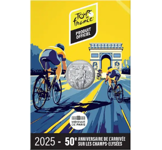 Ranska 10 euroa hopeakolikko 2025 - Tour de France