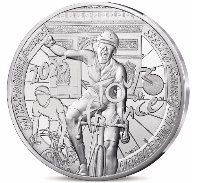 Ranska 10 euroa hopeakolikko 2025 - Tour de France