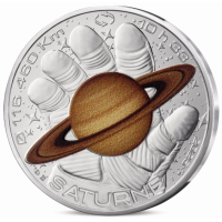 Ranska 10 euroa hopeakolikko 2025 - Avaruusseikkailu Thomas Pesquet'n kanssa - Saturnus, Jupiter, Mars, Kuu