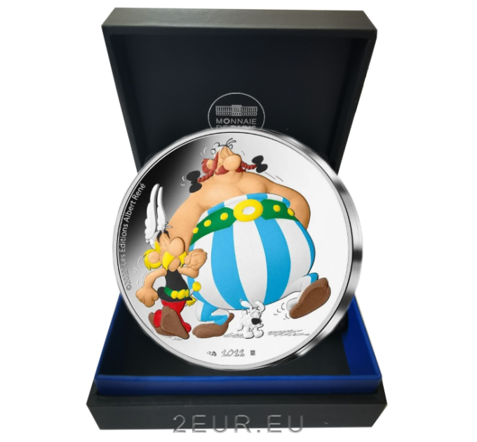 Ranska 10 euron hopeakolikko Proof 2022 - Asterix, Obelix ja Idefix