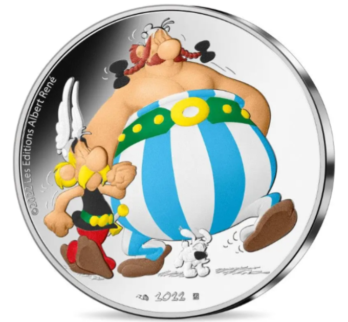 Ranska 10 euron hopeakolikko Proof 2022 - Asterix, Obelix ja Idefix