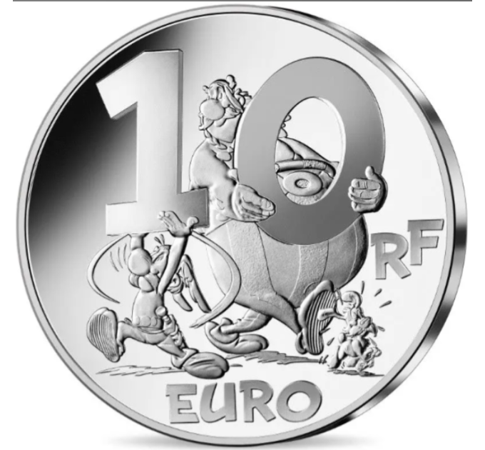 Ranska 10 euron hopeakolikko Proof 2022 - Asterix, Obelix ja Idefix