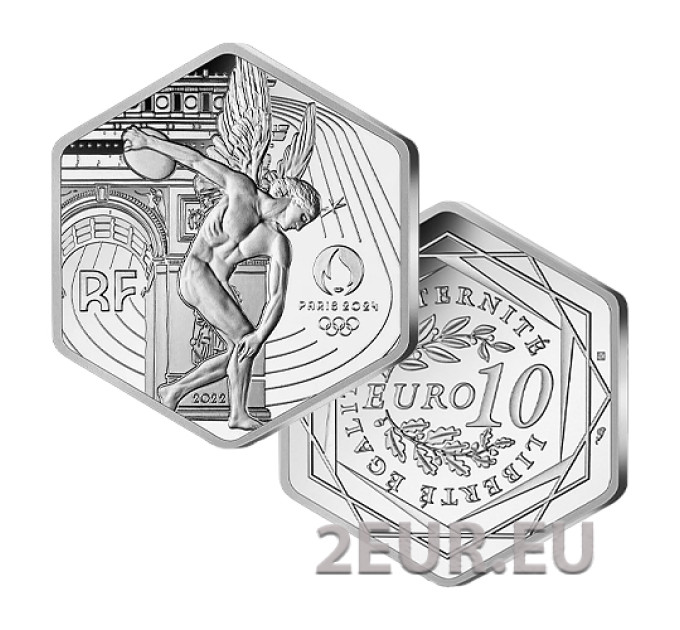 Ranska 10 euroa hopeakolikko 2022 - Nero - Kesäolympialaiset Tokio 2020 - Pariisi 2024 - 2021