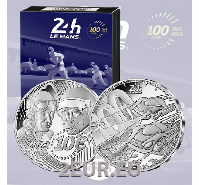 Ranska 10 euron hopeakolikko Proof 2023 - 100 vuotta - 24 tuntia Le Mansia