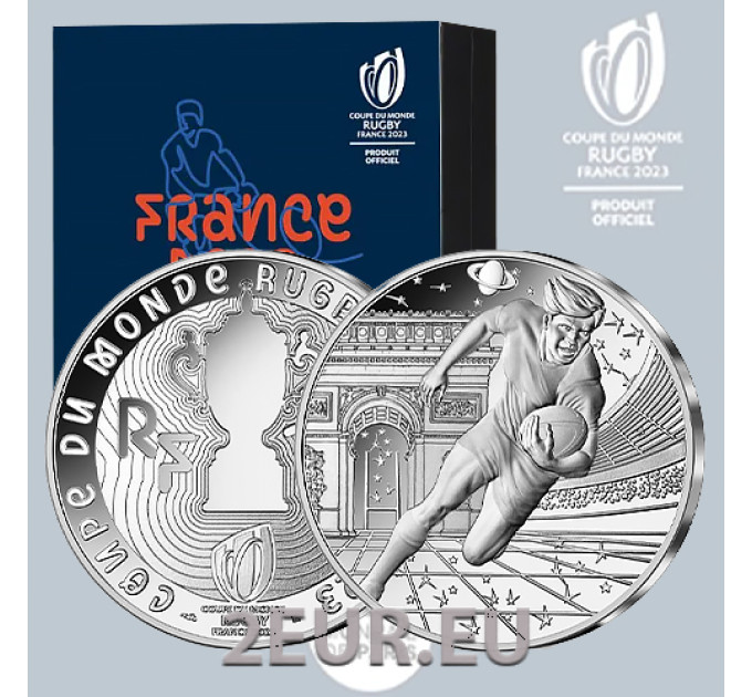 Ranska 10 euron hopeakolikko Proof 2023 - Rugbyn MM-kisat Ranska