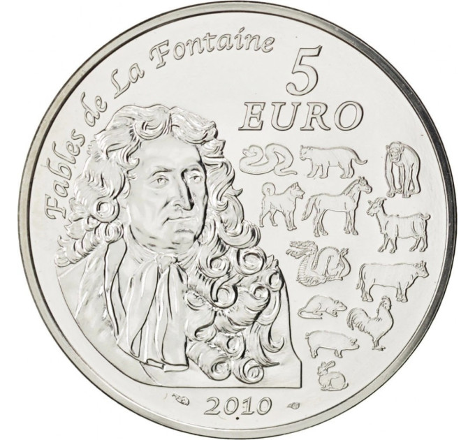 Ranska 5 euroa hopeakolikko BU 2010 - La Fontainen tarut - Tiikerin vuosi
