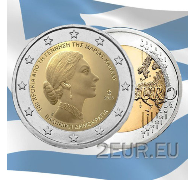 Kreikka 2 euron UNC 2023 - 100 vuotta Maria Callasin syntymästä