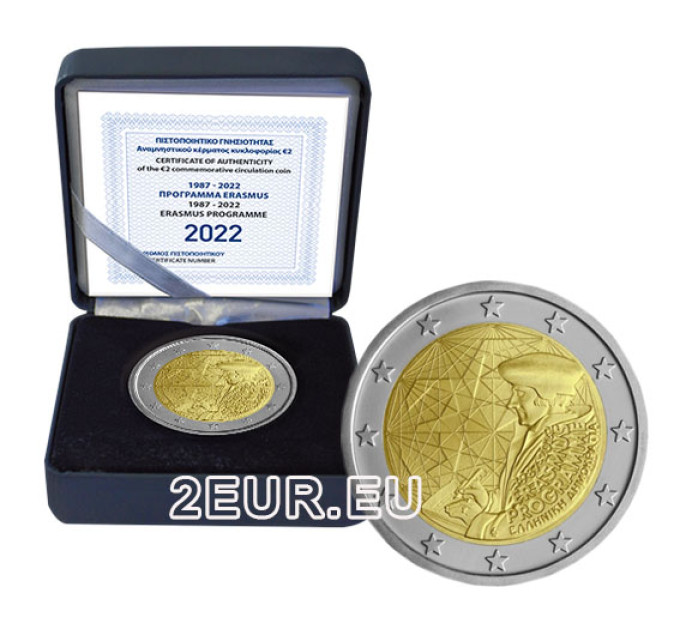 Kreikka 2 euroa proof 2022 - 35 vuotta Erasmus-todistusta
