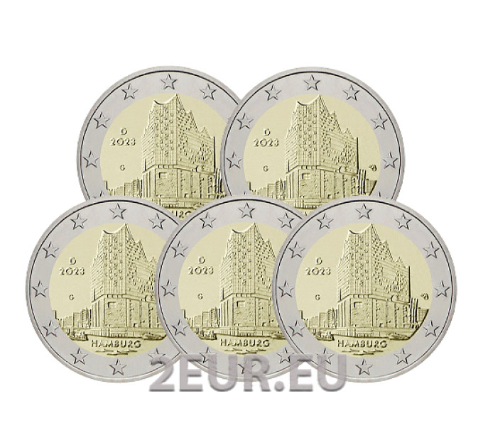 Saksa 2 euroa UNC 2023 - Hampuri - Elbphilharmonie - ADFGJ
