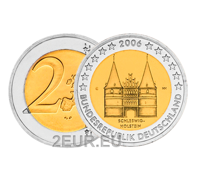 Saksa 2 euroa UNC 2006 - Holstentor Lyypekkiin - G - Karlsruhe