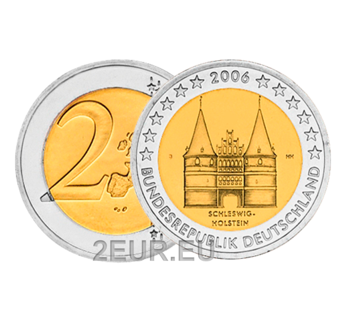 Saksa 2 euroa UNC 2006 - Holstentor Lyypekkiin - J - Hampuri