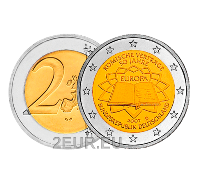 Saksa 2 euroa UNC 2007 - 50 vuotta Rooman sopimus - D - München