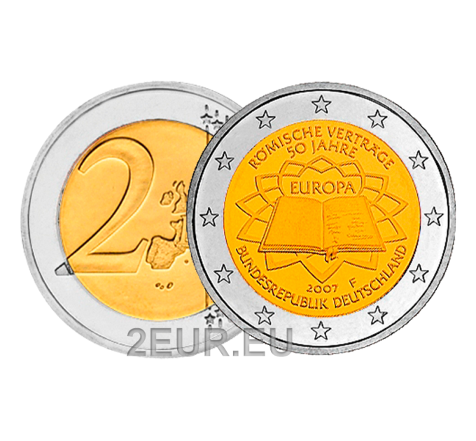 Saksa 2 euroa UNC 2007 - 50 vuotta Rooman sopimus - F - Stuttgart