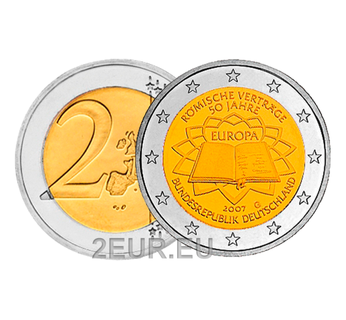 Saksa 2 euroa UNC 2007 - 50 vuotta Rooman sopimus - G - Karlsruhe