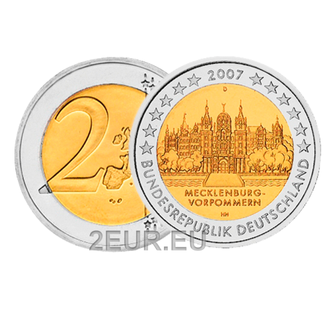 Saksa 2 euroa UNC 2007 - Schwerinin linna - D - München