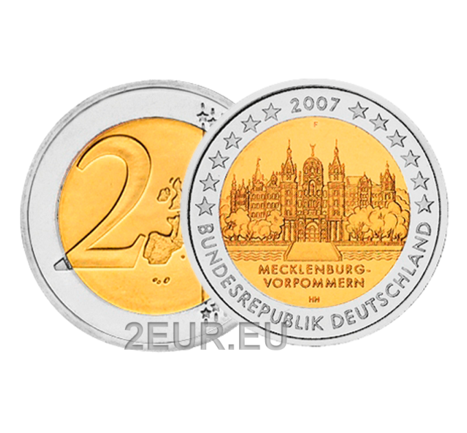 Saksa 2 euroa UNC 2007 - Schwerinin linna - F - Stuttgart