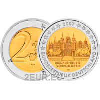 Saksa 2 euroa UNC 2007 - Schwerinin linna - J - Hampuri
