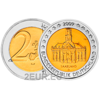 Saksa 2 euroa UNC 2009 - Saarland Ludwigskirche Saarbrucken - D - München