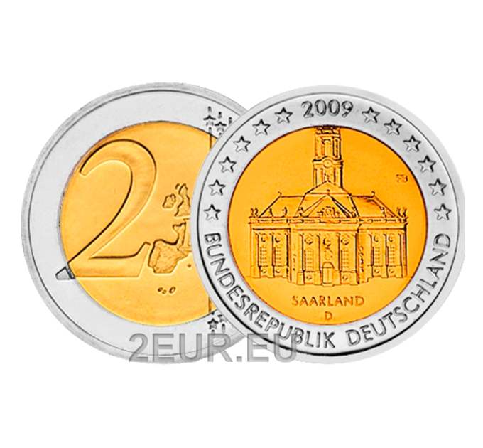 Saksa 2 euroa UNC 2009 - Saarland Ludwigskirche Saarbrucken - D - München