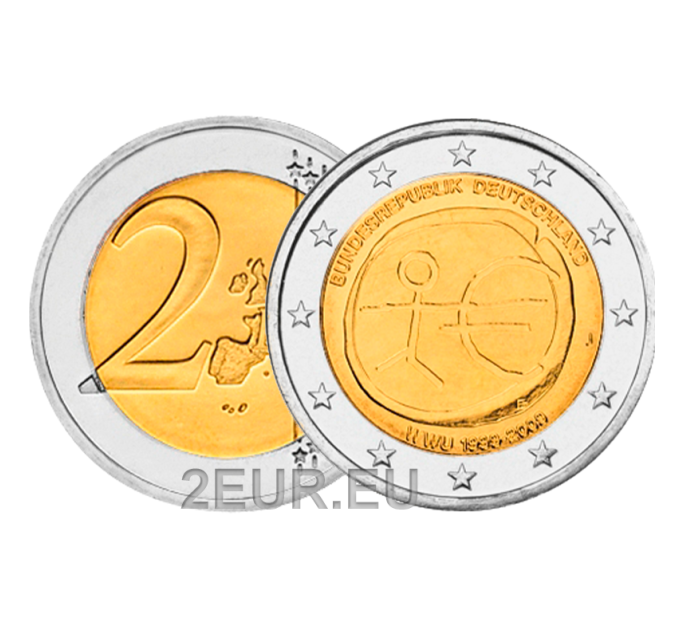 Saksa 2 euroa UNC 2009 - 10 vuotta Euro - J - Hampuri