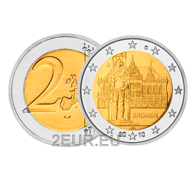 Saksa 2 euroa UNC 2010 - Kaupungintalo ja Roland - A - Berliini