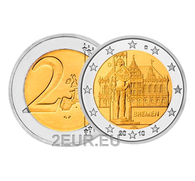 Saksa 2 euroa UNC 2010 - Kaupungintalo ja Roland - D - München