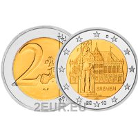 Saksa 2 euroa UNC 2010 - Kaupungintalo ja Roland - F - Stuttgart