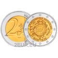 Saksa 2 euroa UNC 2012 - 10 vuotta eurokäteistä - F - Stuttgart